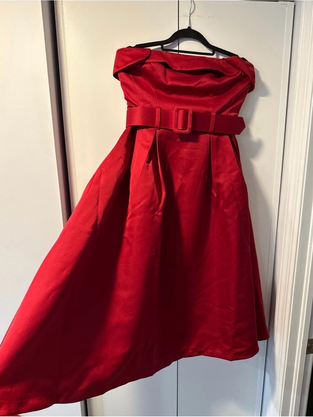 Fashion Nova Strapless Red Belted Midi Dress - Picture 4 of 5